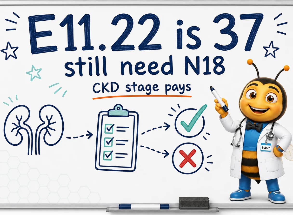E11.22 Maps to HCC 37 in V28. You Still Need the N18 Stage.