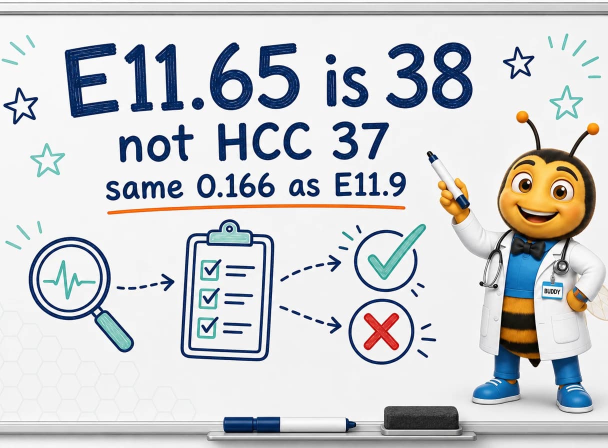 E11.65 Maps to HCC 38 in V28, Not HCC 37