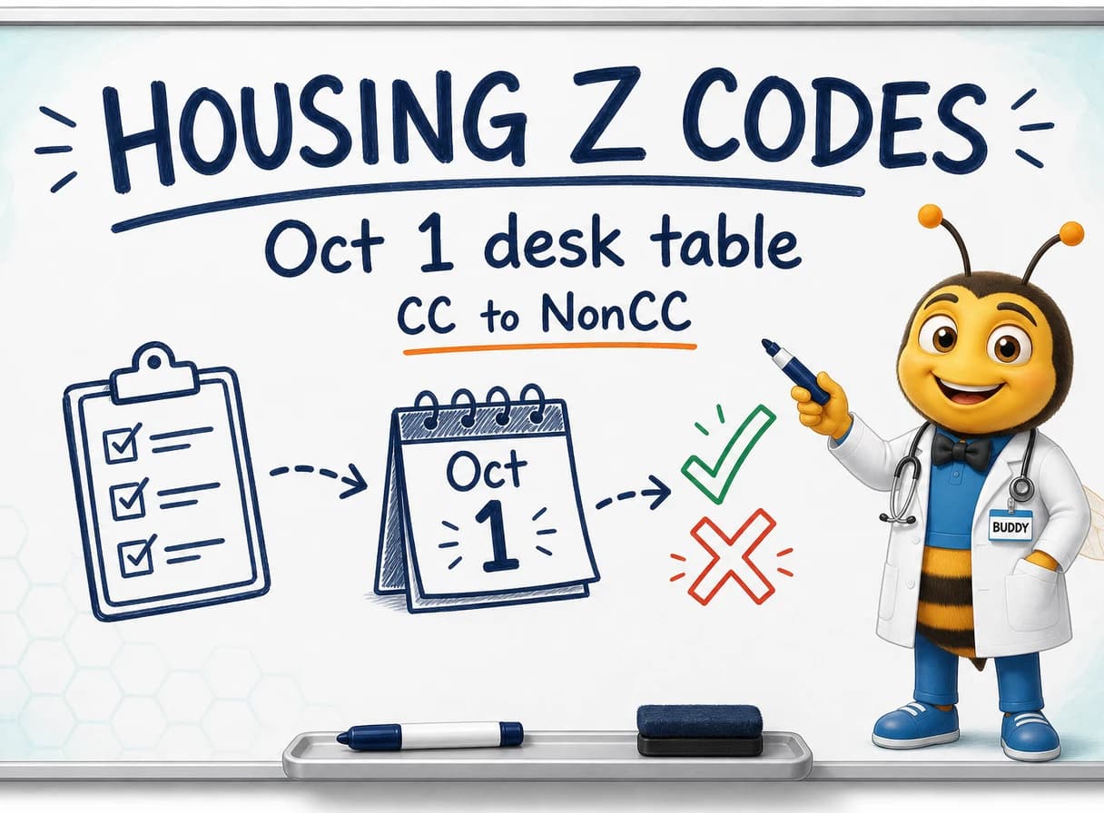 Housing Z Codes on October 1: The CC to NonCC Desk Table
