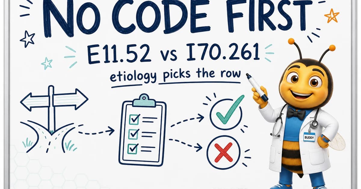 E11.52 vs I70.261: There Is No Code-First Row