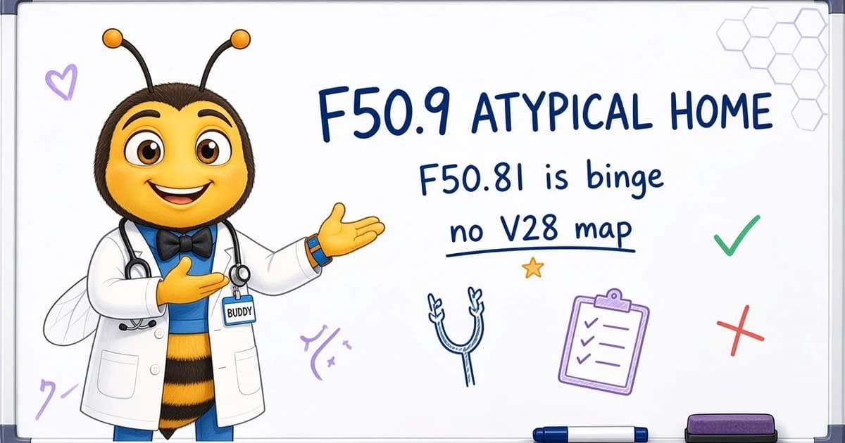 Atypical Anorexia Is F50.9 (No V28 Map). F50.81 Is Binge Eating. AN/BN Map to HCC 153.