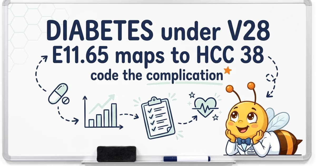 Diabetes HCC Coding 2026: V28 E11 Map and MEAT