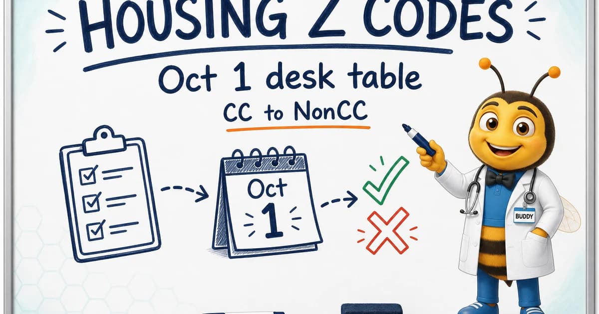 Housing Z Codes on October 1: The CC to NonCC Desk Table
