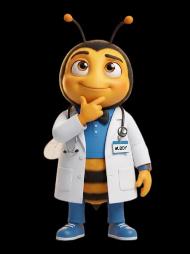 Buddy the Bee thinking beside a Smart Note in the ICD-10 workflow