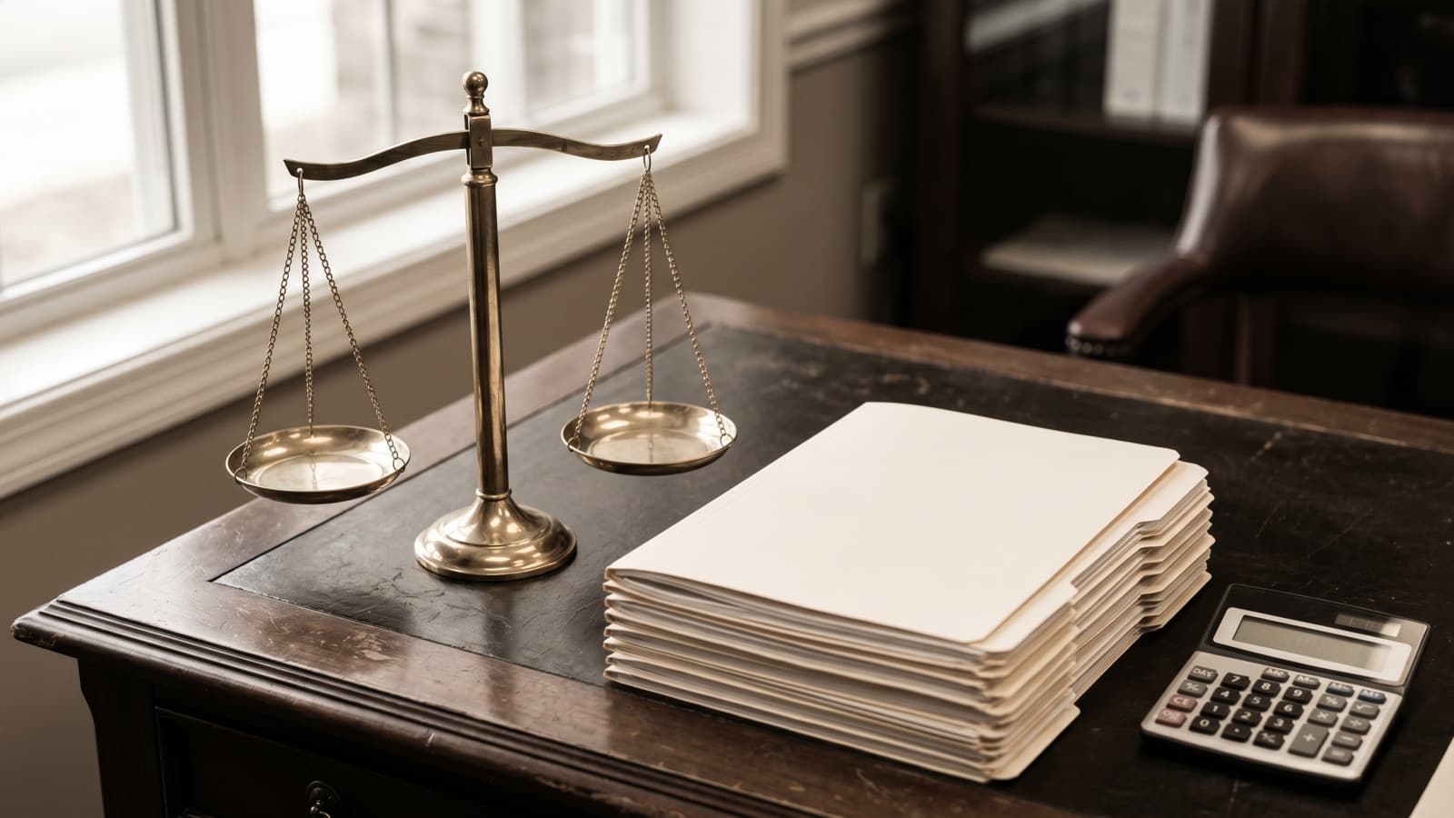Scales of justice beside a stack of closed, unlabeled folders, illustrating the Aetna False Claims Act risk-adjustment settlement.