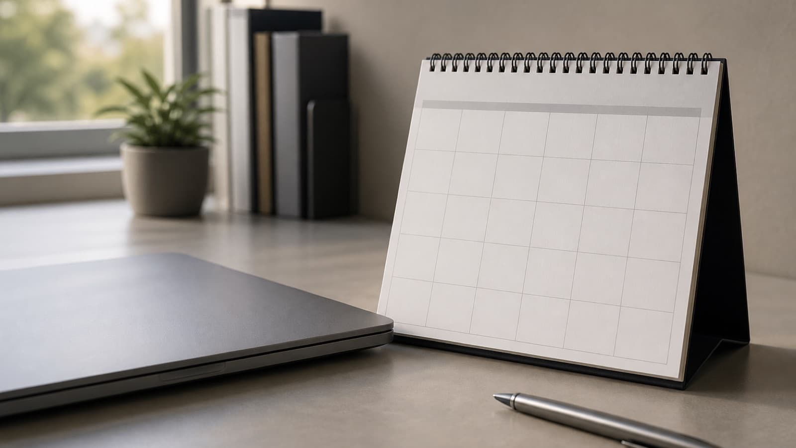 A blank desk calendar beside a laptop on an office desk, marking the January 2027 start of the CMS diagnosis exclusions