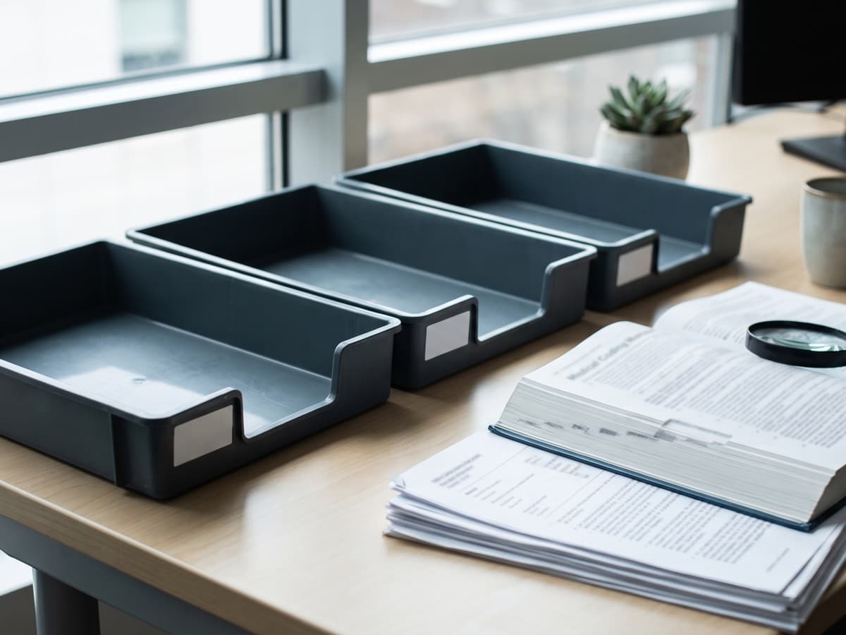 Three labeled sorting trays and an open coding manual, illustrating how CPT Appendix S classifies an AI tool's role before it's coded.