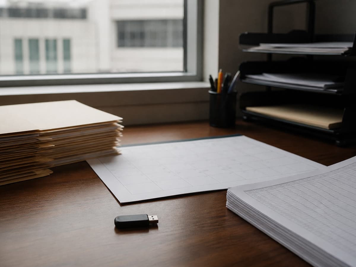 A coder desk with folders and a printed packet, standing in for the FY 2027 IPPS Table 6 files before October 1.