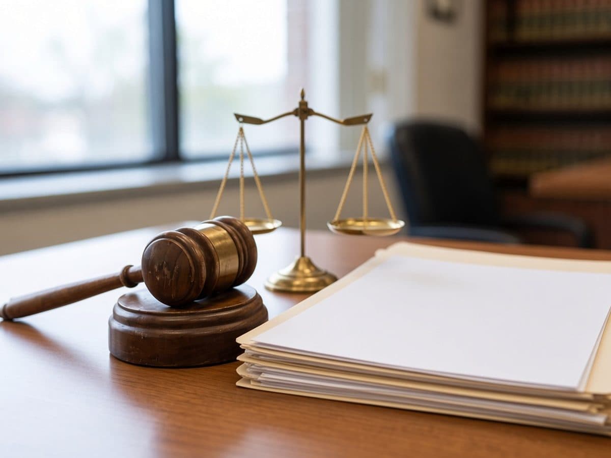 Wooden gavel beside stacked manila chart folders on a desk, signaling a Medicare Advantage risk-adjustment False Claims Act settlement