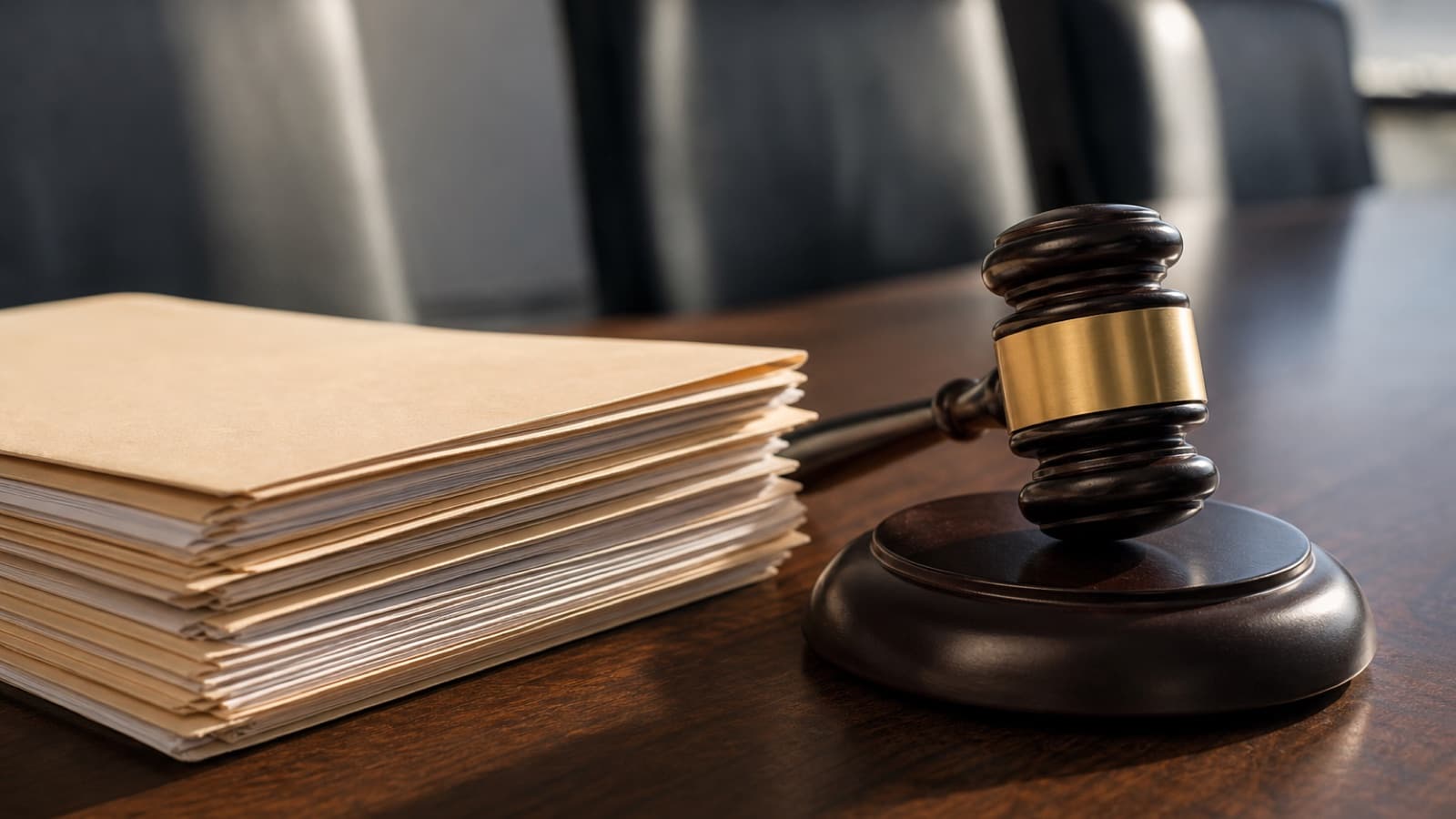 A judge's gavel beside a stack of medical file folders, representing the Kaiser Permanente False Claims Act risk-adjustment settlement