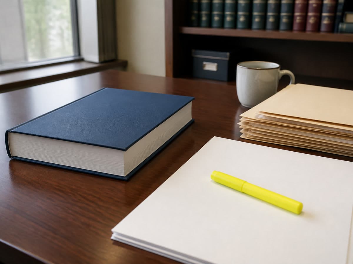 A coder desk with a codebook, folders, and a highlighter, standing in for the January 2027 NCD ICD-10 coverage-edit update.