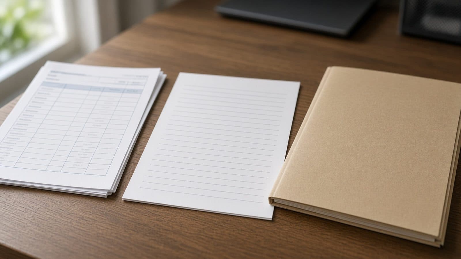 Printed CMS DMEPOS fee schedule update and blank HCPCS coding worksheet on a durable medical equipment billing desk