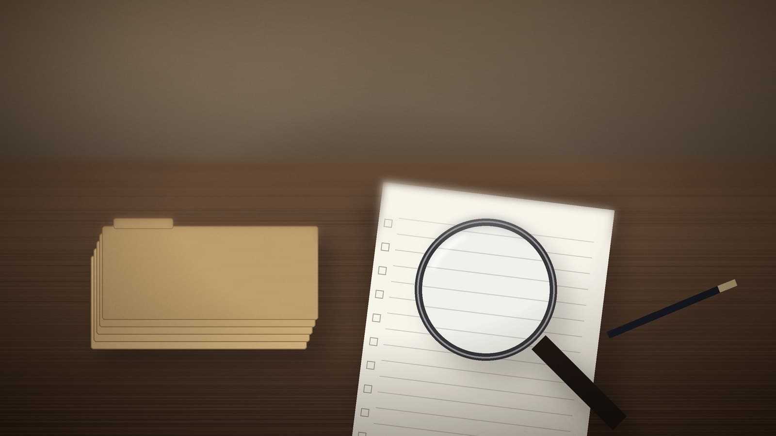 Magnifying glass over a blank coding worksheet and audit folders, illustrating the OIG UnitedHealthcare Texas high-risk diagnosis audit