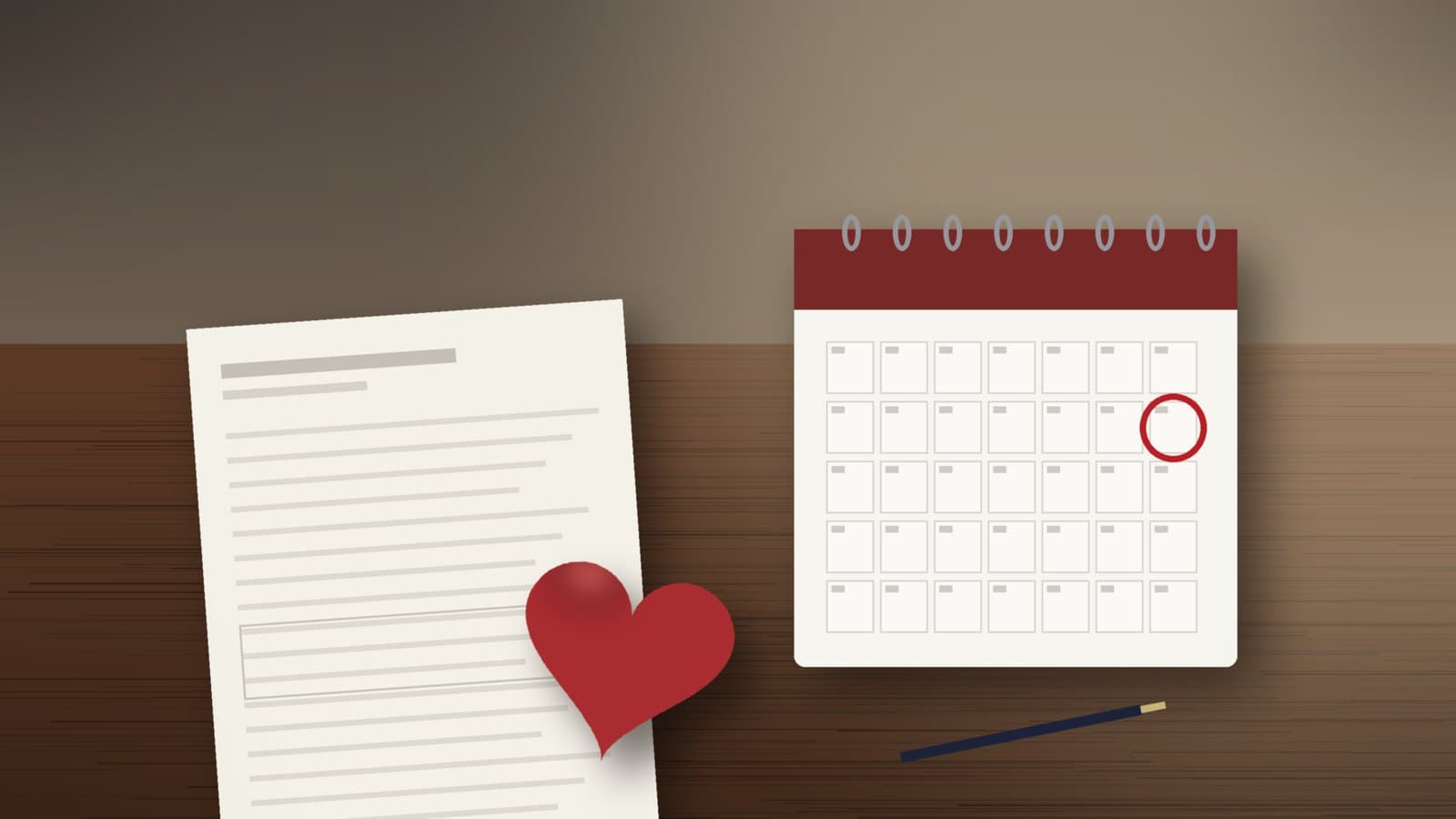 Desk calendar with one date circled beside a blank coverage memo and a red heart, for the CMS TAVR aortic regurgitation NCA comment window